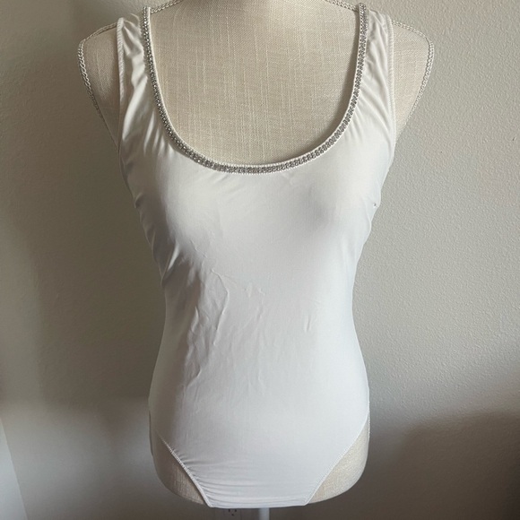 NWOT Victoria Secret Embellished White Bodysuit, Size Large - Picture 2 of 13